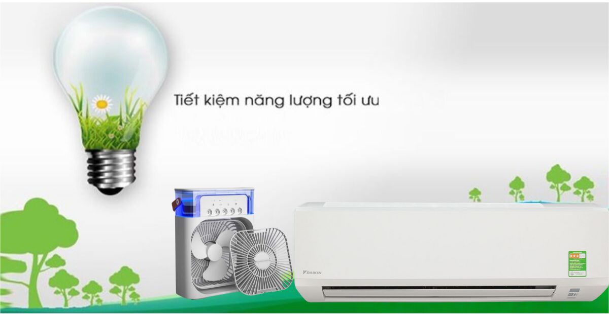 Kết hợp Máy lạnh DAIKIN 1.0 HP FTKZ25VVMV với quạt giúp tiết kiệm điện năng đáng kể.